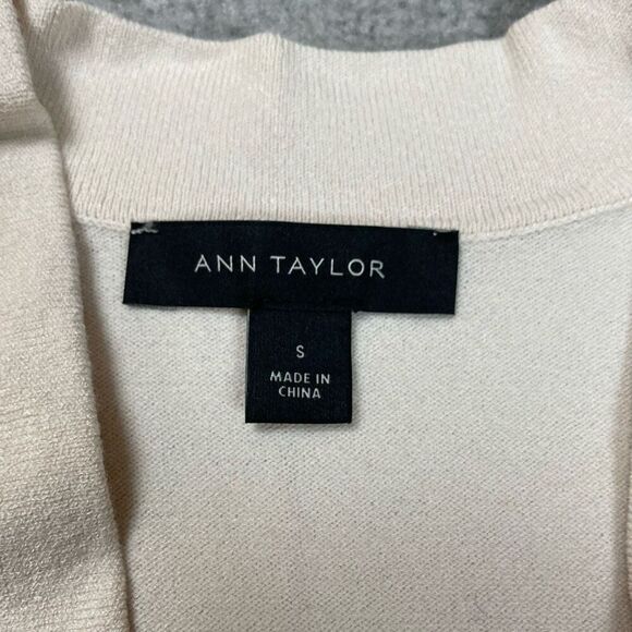 Ann Taylor Womens Size Small Open Front Cardigan Sweater Cream Long Sleeve - Picture 3 of 4